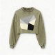 Women's Retro Vibe Crop Sweatshirt - Oversized Crew Neck Washed