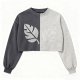 Women's Retro Washed Crop Sweatshirt - Oversized Crew Neck